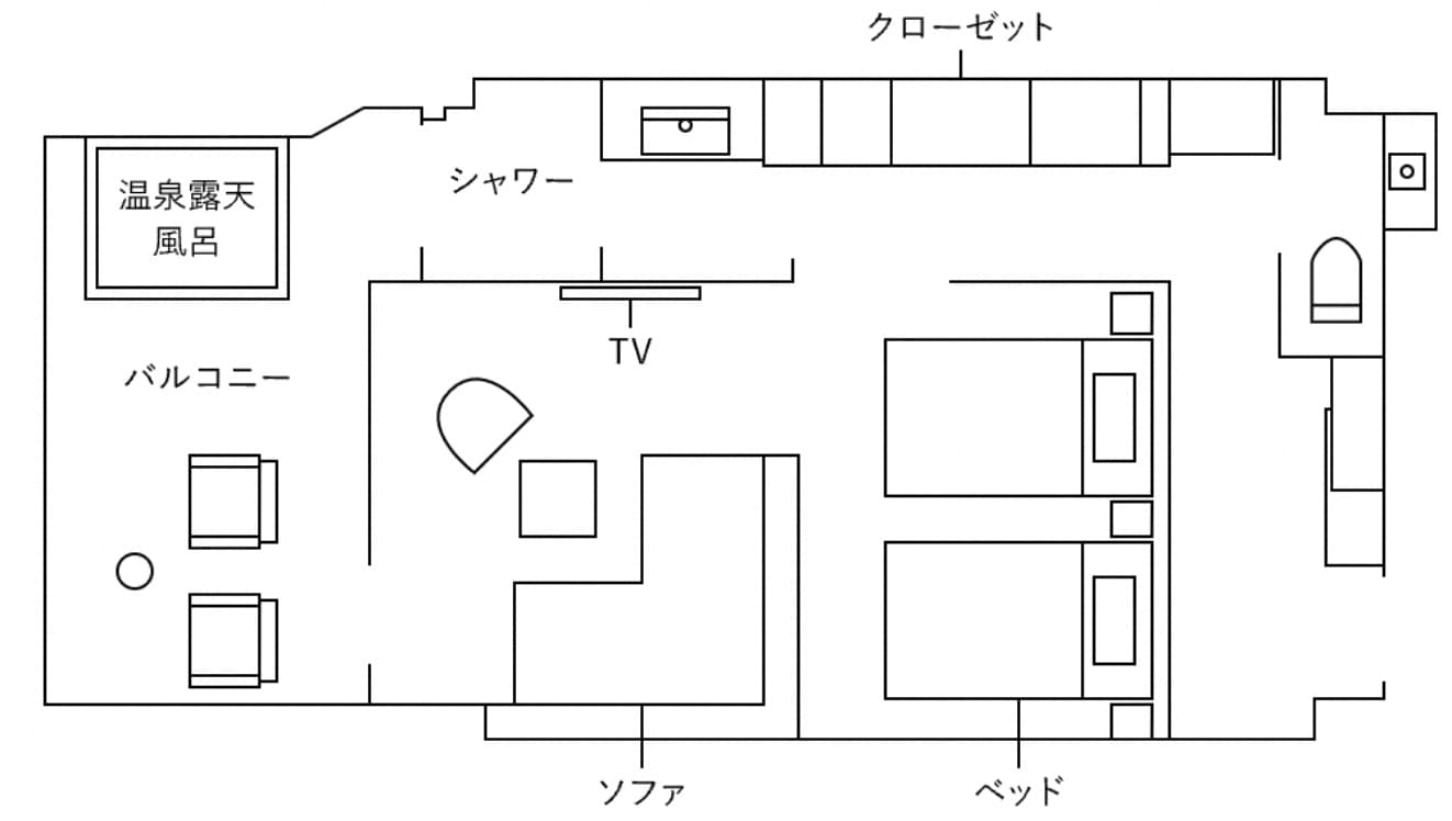 客室棟 東 露天風呂付 デラックスルーム (洋タイプ) 間取り
